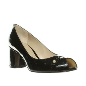 Stuart Weitzman Tabeta Patent Leather Peeptoe Shoe
